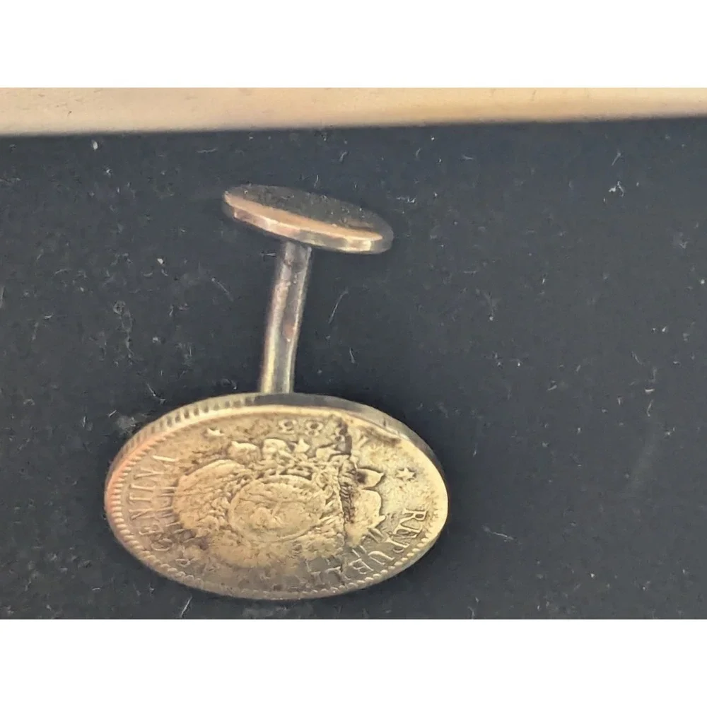 Pair Silver 1883 10 Centavos Cluff Links - .900‎ Silver Coins